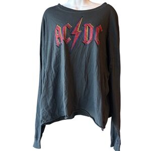 Daydreamer AC/DC Graphic Long Sleeve Tee Size XL Off Black Rock Band